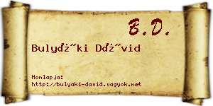 Bulyáki Dávid névjegykártya